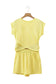 Mint Green Solid Short Sleeve Elastic Waist Pocket Casual Two Piece Short Set