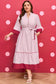 Red Stripe Plus Size Ruffled Hem Pinstriped Midi Dress