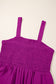 Purple Orchid Smocked Square Neck Sleeveless Jumpsuit with Pockets