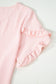 Sea Green Solid Color Ruffle Trim Short Sleeve Blouse