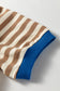 Brown Stripe Short Puff Sleeve Contrast Trim Round Neck Tee