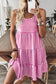 Rose Stripe U Neck Sleeveless Loose Fit Mini Dress