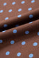 Brown Polka Dot Drawstring Wide Leg Long Sleeve Top Pant Set