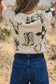 Beige Retro Western Print T Shirt