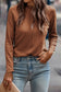 Navy Blue Solid Color Seam Detail Raglan Long Sleeve Top