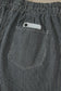 Black Stripe Raw Edge Drawstring Elastic Waist Casual Denim Shorts