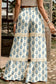 Sky Blue Floral Print Lace Patchwork Detail Wide Leg Pants