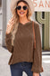 Coffee Twisted Rib Texture Solid Hoodie