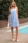 Sky Blue Stripe U Neck Sleeveless Loose Fit Mini Dress