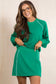 Black Contrast Piping Crewneck Pullover Mini Skirt Set
