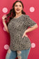 Khaki Leopard Print Textured Plus Size T Shirt