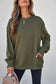 Jungle Green Solid Color Textured Round Neck Drop Shoulder Pullover Sweatshirt