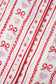 Red Cute Bow Heart Print Ribbon Decor Short 2pcs Pajama Set
