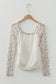 White Floral Lace Patchwork Square Neck Long Sleeve Top