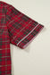 Red Plus Size Plaid Short Sleeve Shirt Loose Pants 2pcs Pajama Set