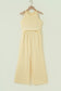 Yellow Cream Slim Ribbed Tank Top and Sweatpants Set
