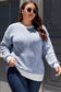 Blue Stripe Plus Size Contrast Trim Crew Neck Rib Knit Drop Shoulder Sweater