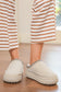 White Contrast Stitch Detail Faux Suede PU Patchwork Plush Winter Clog Slippers