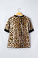 Brown Sequin Leopard Pattern Short Sleeve Top