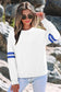 Light French Beige Varsity Striped Detail Drop Shoulder Oversized Sweatshirt
