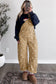 Jet Stream Polka Dot Print Bib Pocket Denim Barrel Overalls Jumpsuit