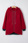 Four Leaf Clover Contrast Cuffed Drop Shoulder Zip up Tunic Hoodie