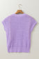 Lavendula Pointelle knit Ribbed Trim Short Sleeve Sweater