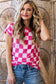Rose Check Pattern Cap Sleeve Knitted Sweater