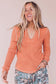 Banana Cream V Neck Ribbed Stitched Detail Long Sleeve Top