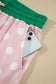 Sky Blue Polka Dot Contrast Trim Long Sleeve Top Drawstring Shift Pants Set
