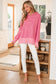 Rose Stripe Thumbhole Side Slits Drop Shoulder Loose Fit Hoodie