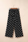 Black Polka Dot Print Patched Pocket Mid-rise Straight Leg Pants
