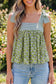 Pink Fashion Printed Knot Straps Babydoll Tank Top