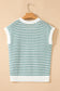 Green Stripe Ribbed Trim Loose Fit Knitted Sweater Vest