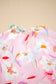 Multicolour Contrast Floral Patchwork Notched Neck Flutter Sleeve Blouse