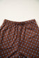 Brown Polka Dot Drawstring Wide Leg Long Sleeve Top Pant Set