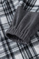 Gray Plaid Patchwork Long Sleeve Button Hooded Blouse