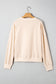 Beige Raw Edge Flower Patch Drop Shoulder Casual Top