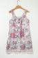 Multicolour Floral Print Fringed Tie U Neck Sleeveless Mini Dress