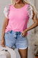 Bonbon Striped Ruffle Flutter Sleeve Ribbed Blouse