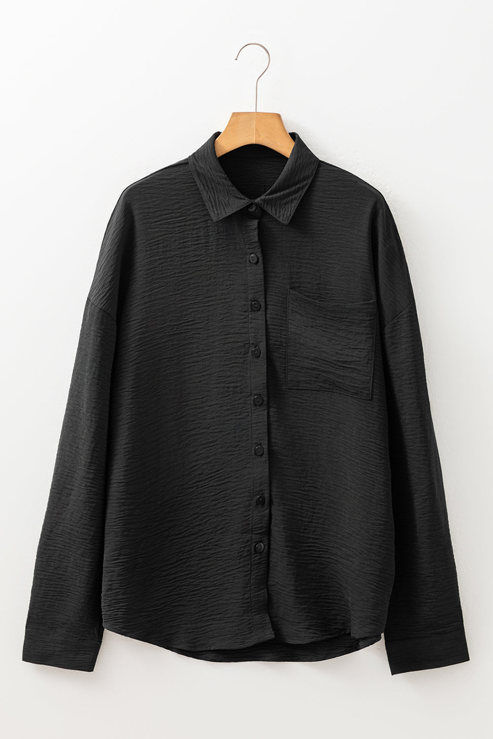 White Pure Color Patch Pocket Shirt