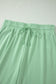 Mist Blue Solid Color Ribbed Trim Short Sleeve Top Drawstring Loose Pants 2pcs Outfit