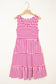 Rose Stripe U Neck Sleeveless Loose Fit Mini Dress