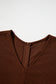 Coffee Solid Color Knit V Neck Zipped Loose Romper