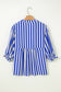 Sky Blue Stripe Balloon Sleeve Loose Button up Shirt