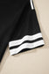 Black Varsity Striped Detail Loose Tee Jogger Pants 2pcs Outfit