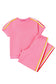 Bonbon Color Contrast Crewneck T Shirt and Wide Leg High Waist Pants Set