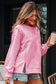 Bonbon Lace Insert Bow Embroidered Exposed Seam Sweatshirt