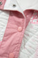 Pink Floral Quilted Half Button Pocketed Pullover Sweatshirt