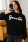 Black Chenille Game Day Graphic Drop Shoulder Sweatshirt